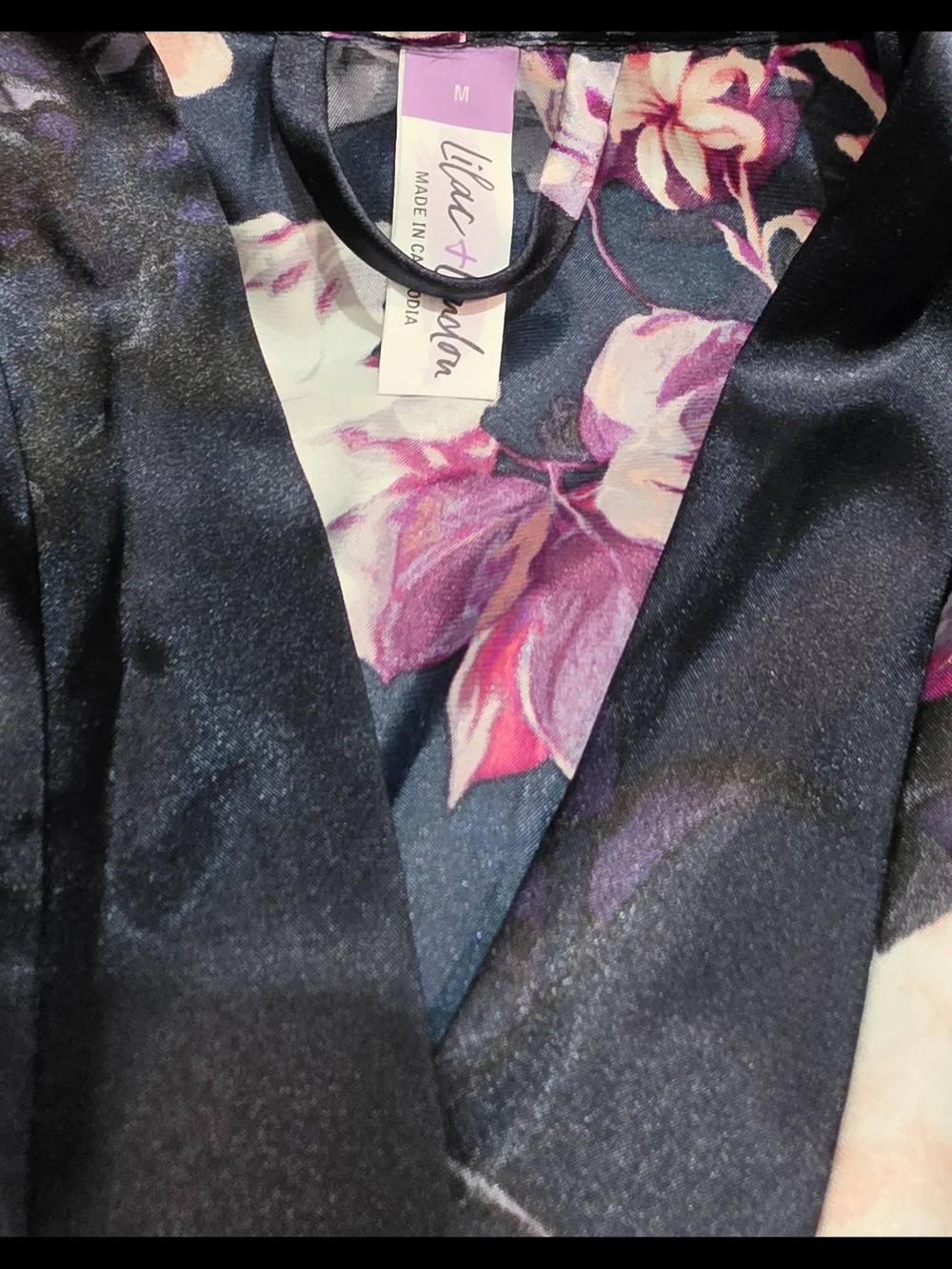 Women's Lilac+London Floral Print Midi Wrap Robe Size Medium